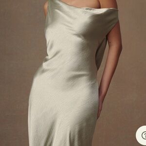 Meshki Cream One Shoulder Cocktail Dress Bridesmaid Sage